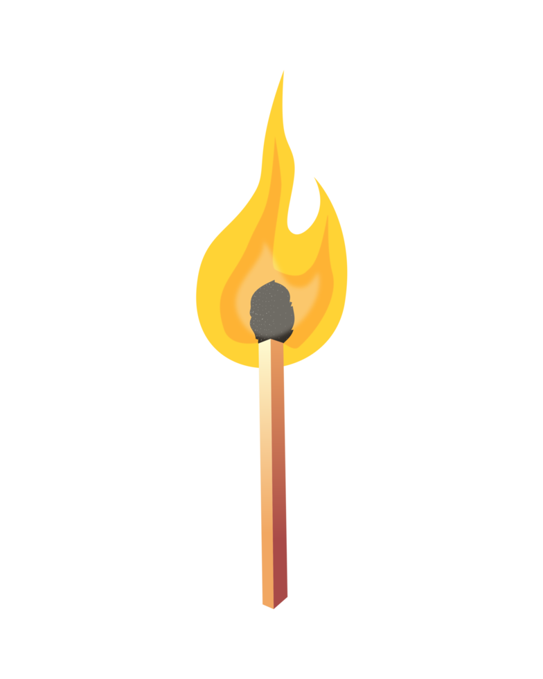 Lit Match Drawing with Orange Flame png