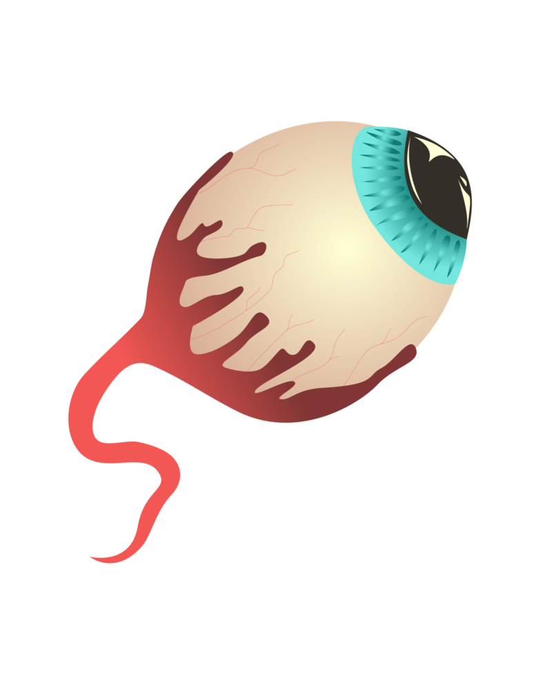 globo ocular com desenho de horror sangrento de nervo óptico png