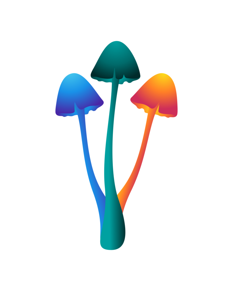 Triple Color Neon Mushrooms Png Illustration