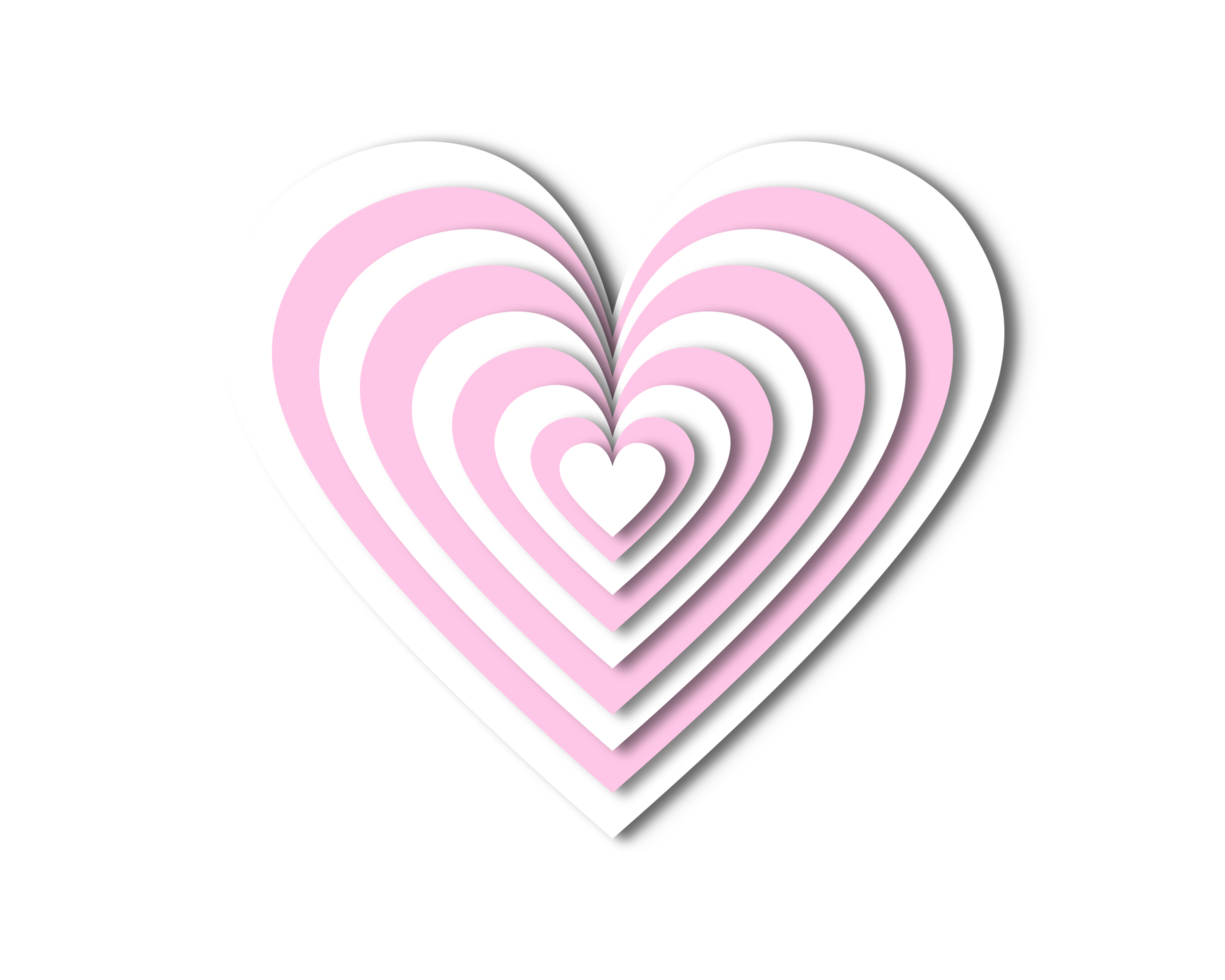 Pink and White Heart with Drop Shadows Illustration png