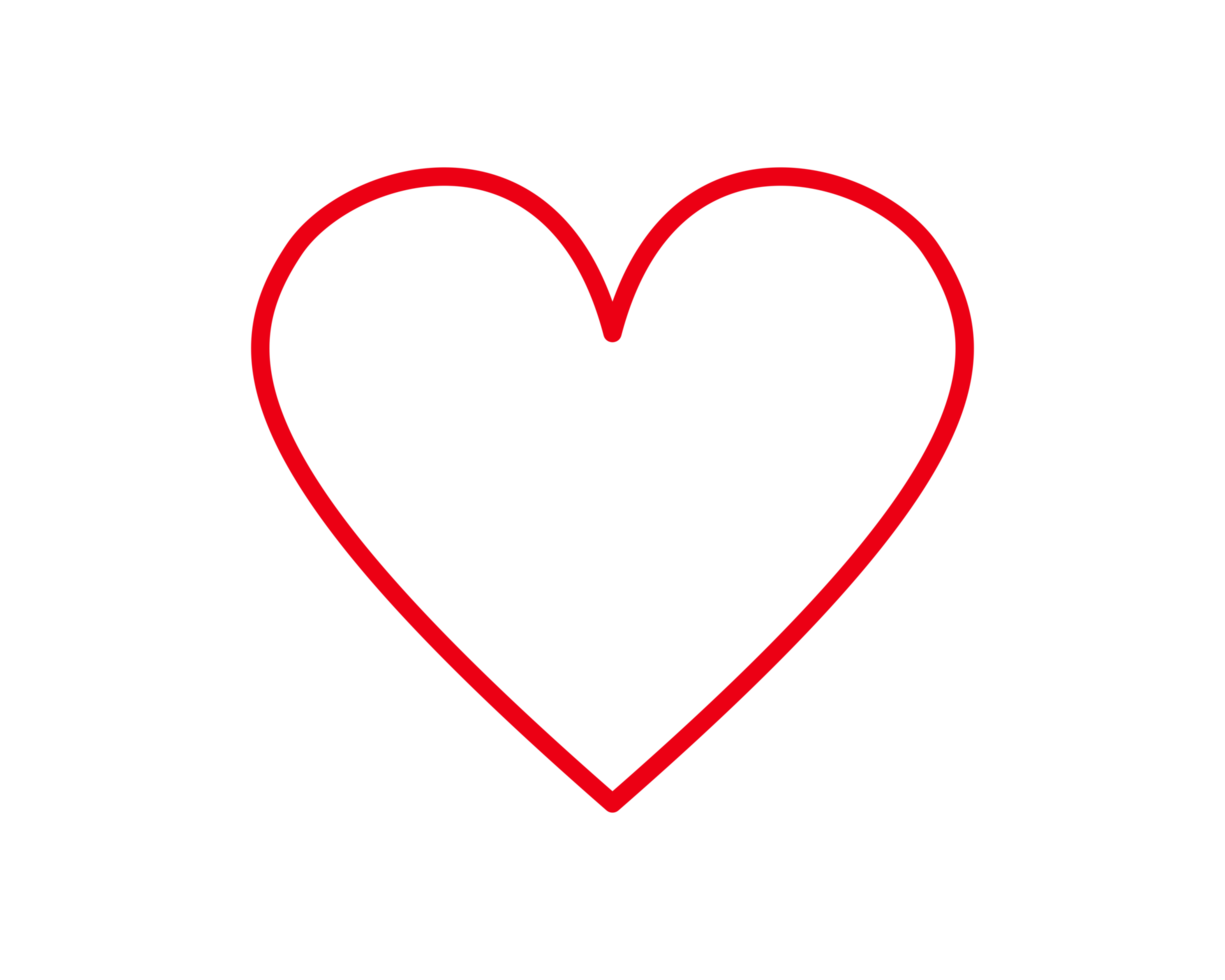desenho de contorno de coração vermelho simples png