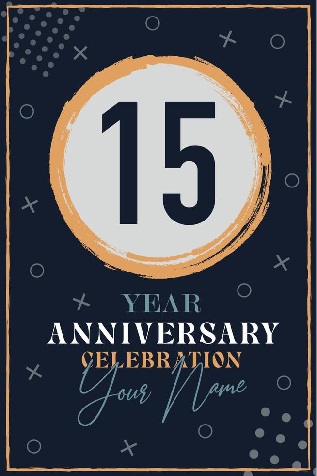 15 years anniversary invitation card. celebration template  modern design elements  dark blue background - vector illustration