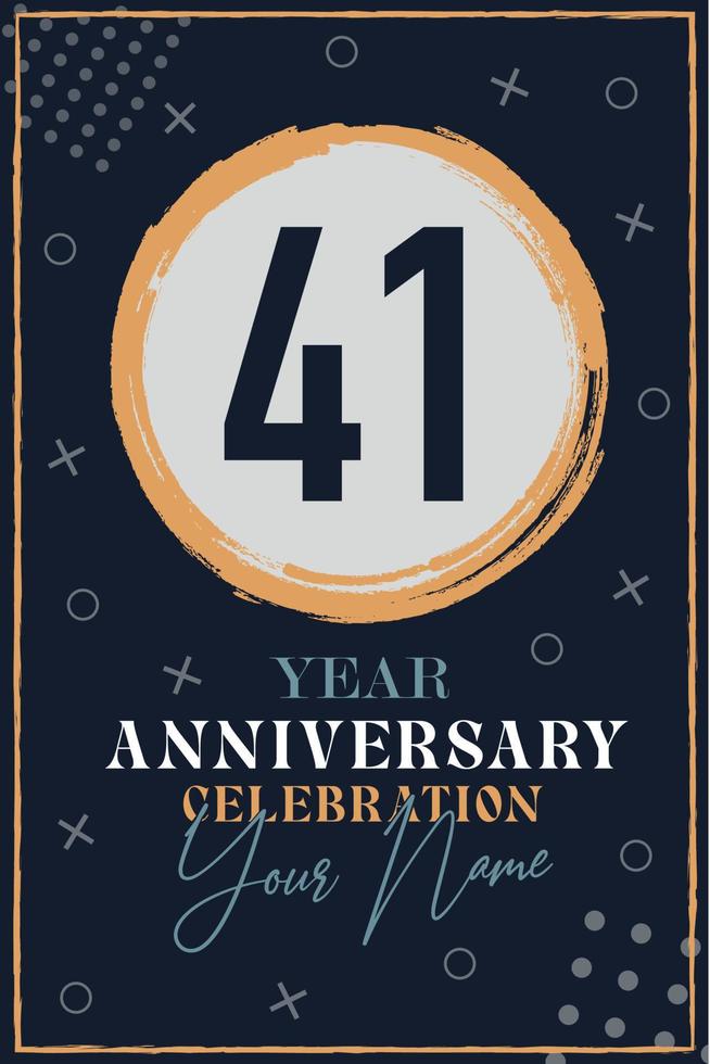 Tarjeta de invitación de aniversario de 41 años. plantilla de celebración elementos de diseño moderno fondo azul oscuro - ilustración vectorial vector