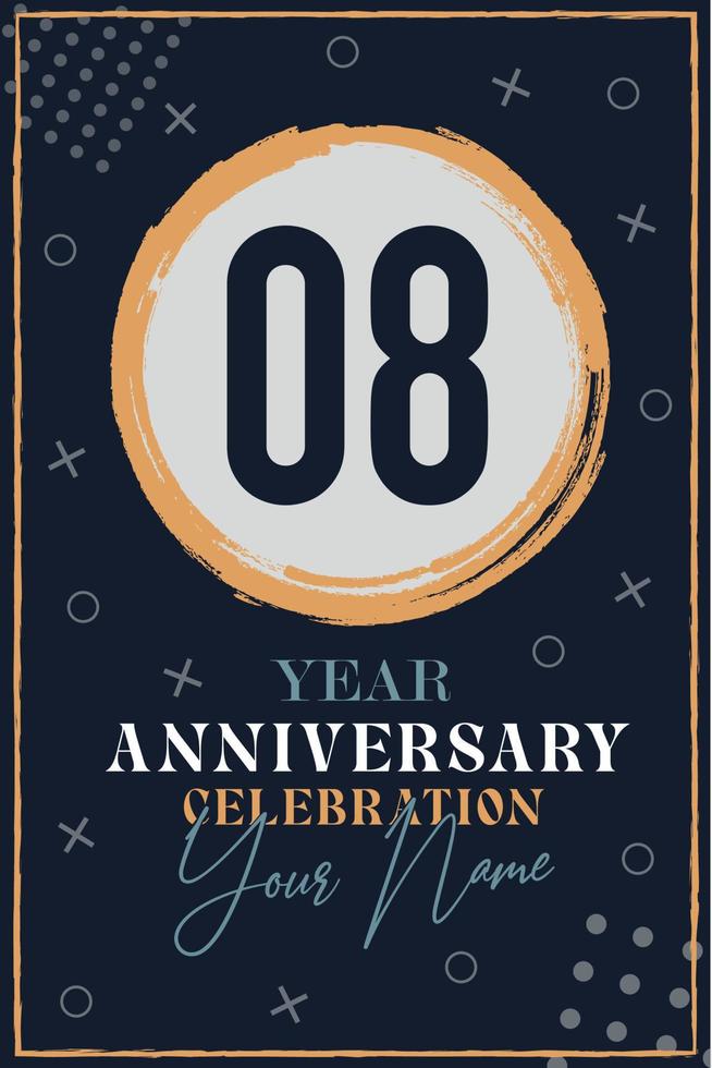 08 years anniversary invitation card. celebration template  modern design elements  dark blue background - vector illustration