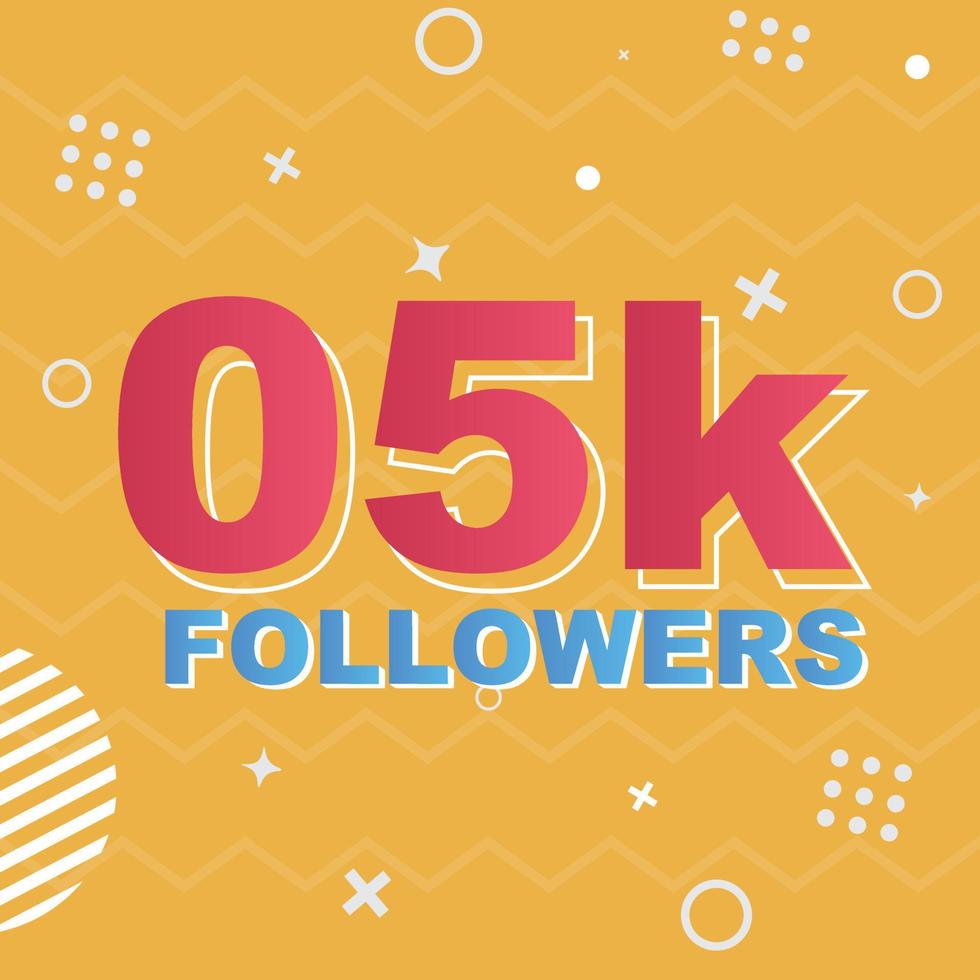 05k Followers Card Celebration Vector. 90000 Followers Congratulation Post Social Media Template. Modern colourful design. vector