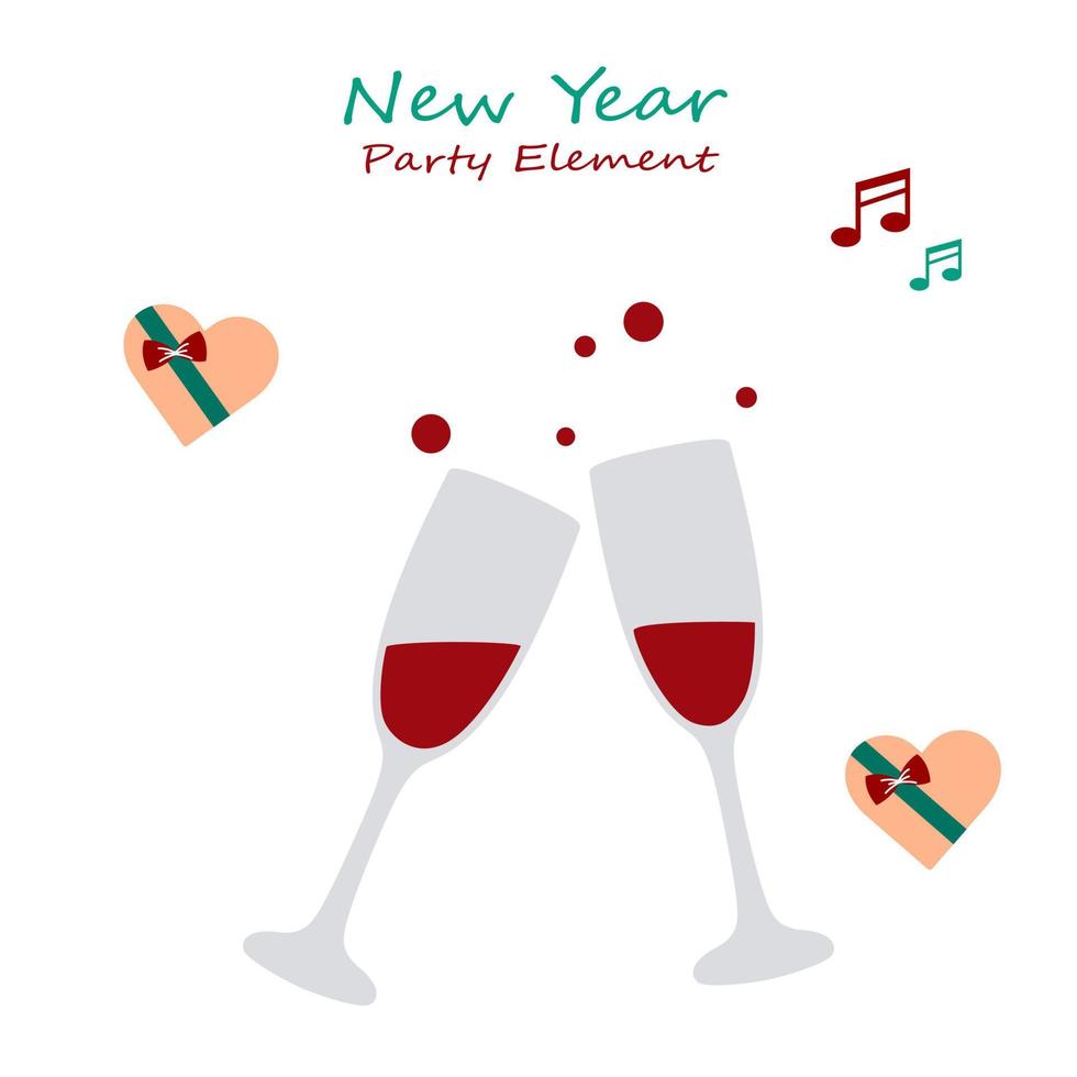 New Year Party Collections Icon. Hand drawn New Year Icon Set. New Year party celebration. New year stickers. Vector icon.