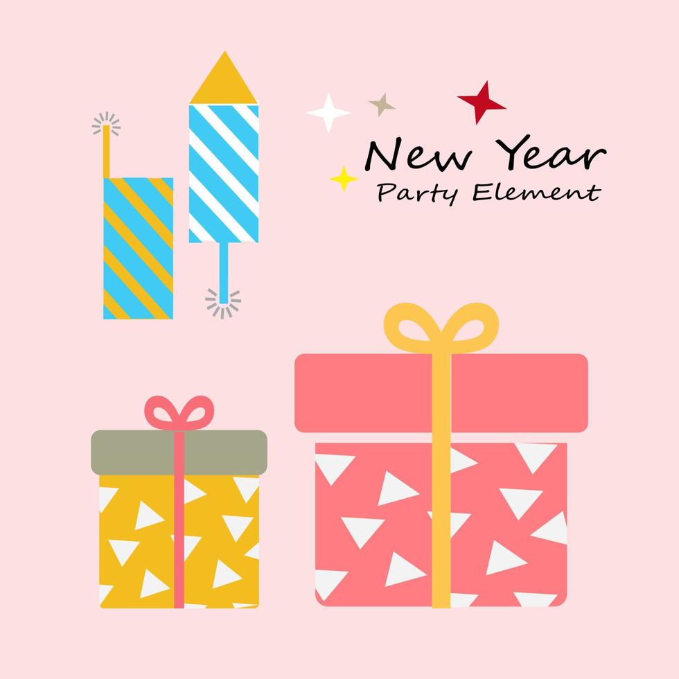 New Year Party Collections Icon. Hand drawn New Year Icon Set. New Year party celebration. New year stickers. Vector icon.