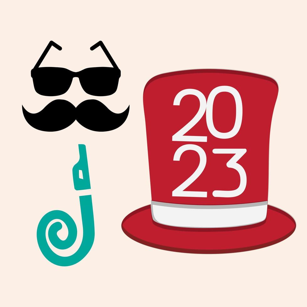 New Year Party Collections Icon. Hand drawn New Year Icon Set. New Year party celebration. New year stickers. Vector icon.