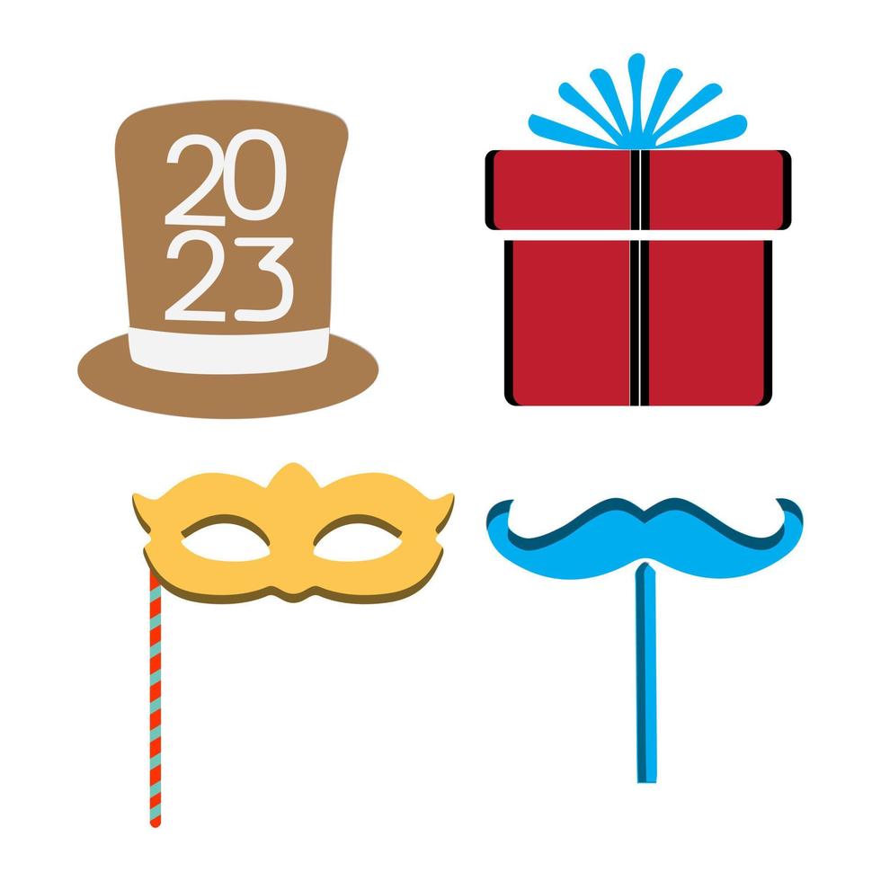 New Year Party Collections Icon. Hand drawn New Year Icon Set. New Year party celebration. New year stickers. Vector icon.