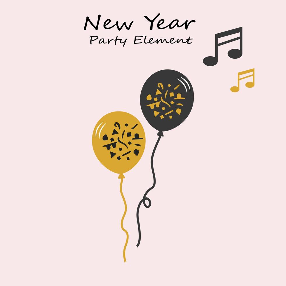 New Year Party Collections Icon. Hand drawn New Year Icon Set. New Year party celebration. New year stickers. Vector icon.