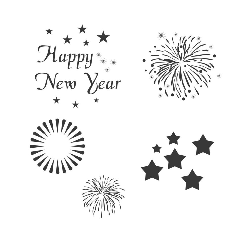 New Year Party Collections Icon. Hand drawn New Year Icon Set. New Year party celebration. New year stickers. Vector icon.