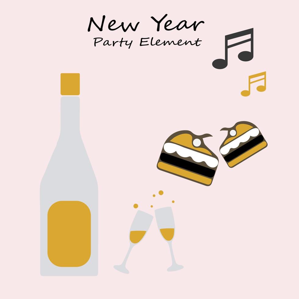 New Year Party Collections Icon. Hand drawn New Year Icon Set. New Year party celebration. New year stickers. Vector icon.