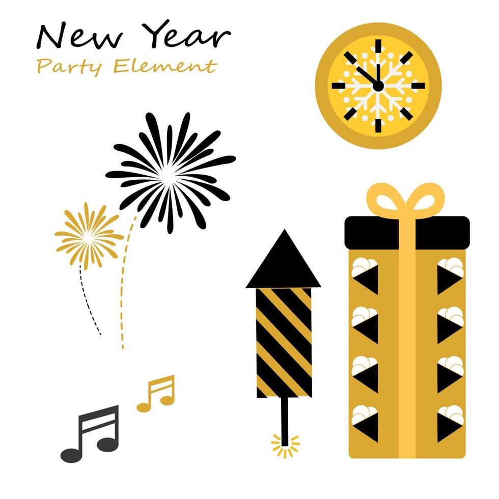 New Year Party Collections Icon. Hand drawn New Year Icon Set. New Year party celebration. New year stickers. Vector icon.