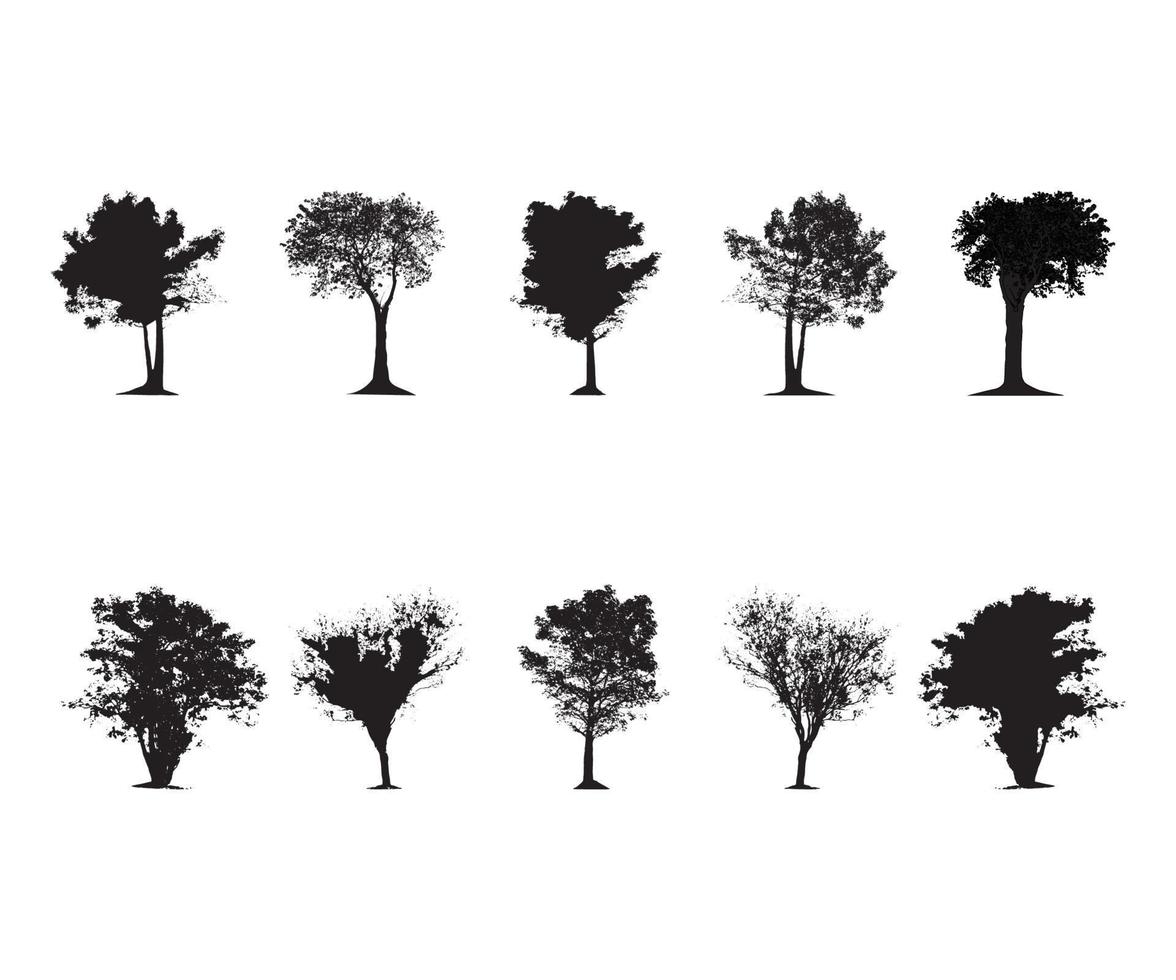 Tree collection silhouette  vector artwork  set