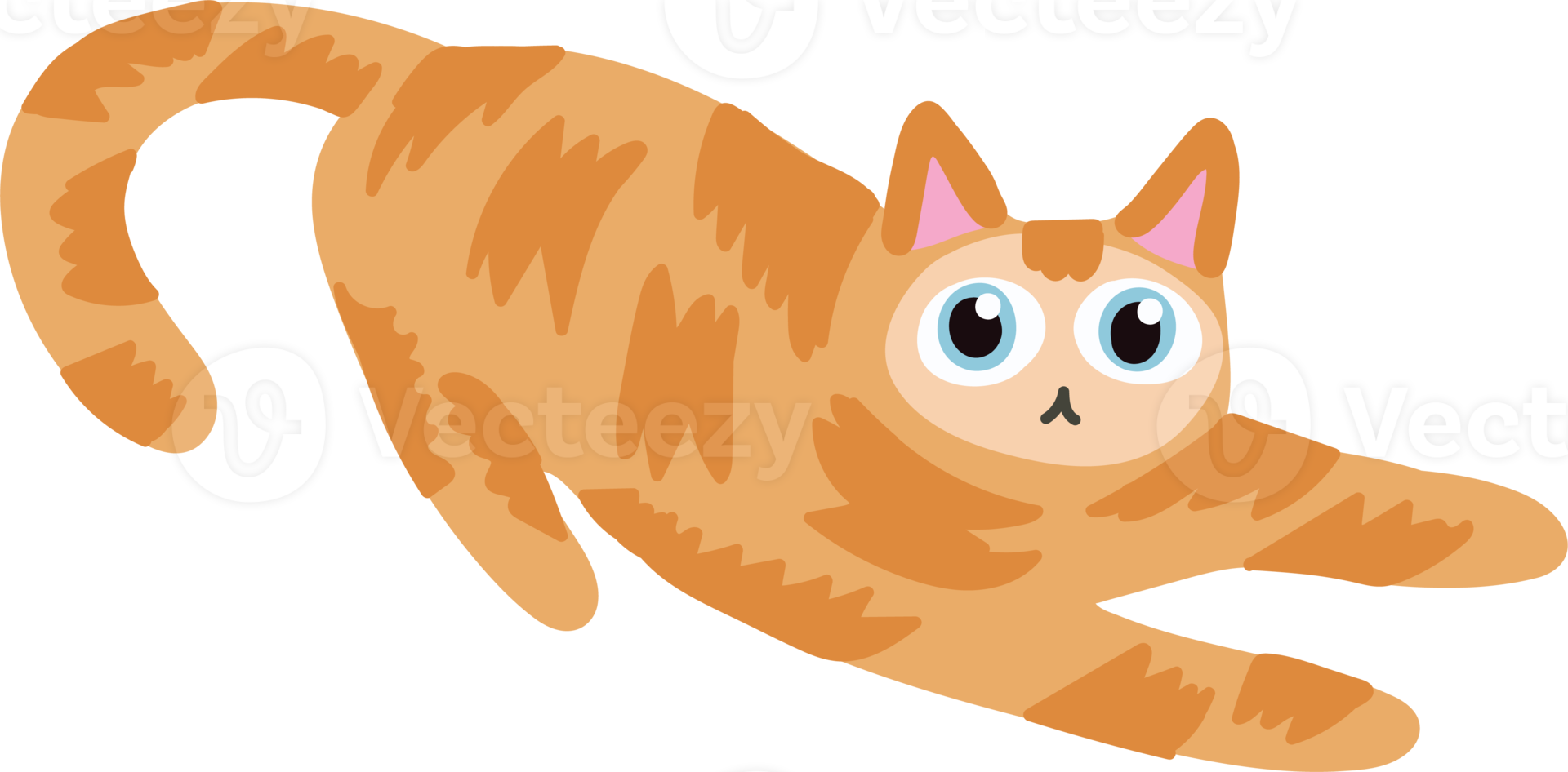 orange hair cat handraw cute cat laying on the floor 16349734 PNG