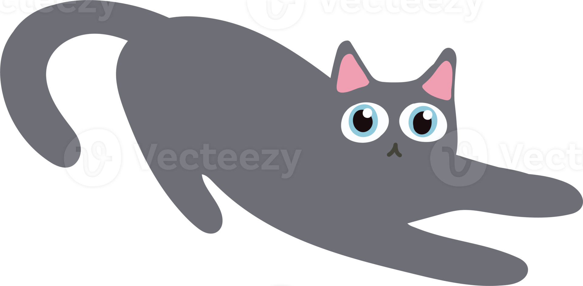 gray hair cat laying on the floor handraw cute cat png