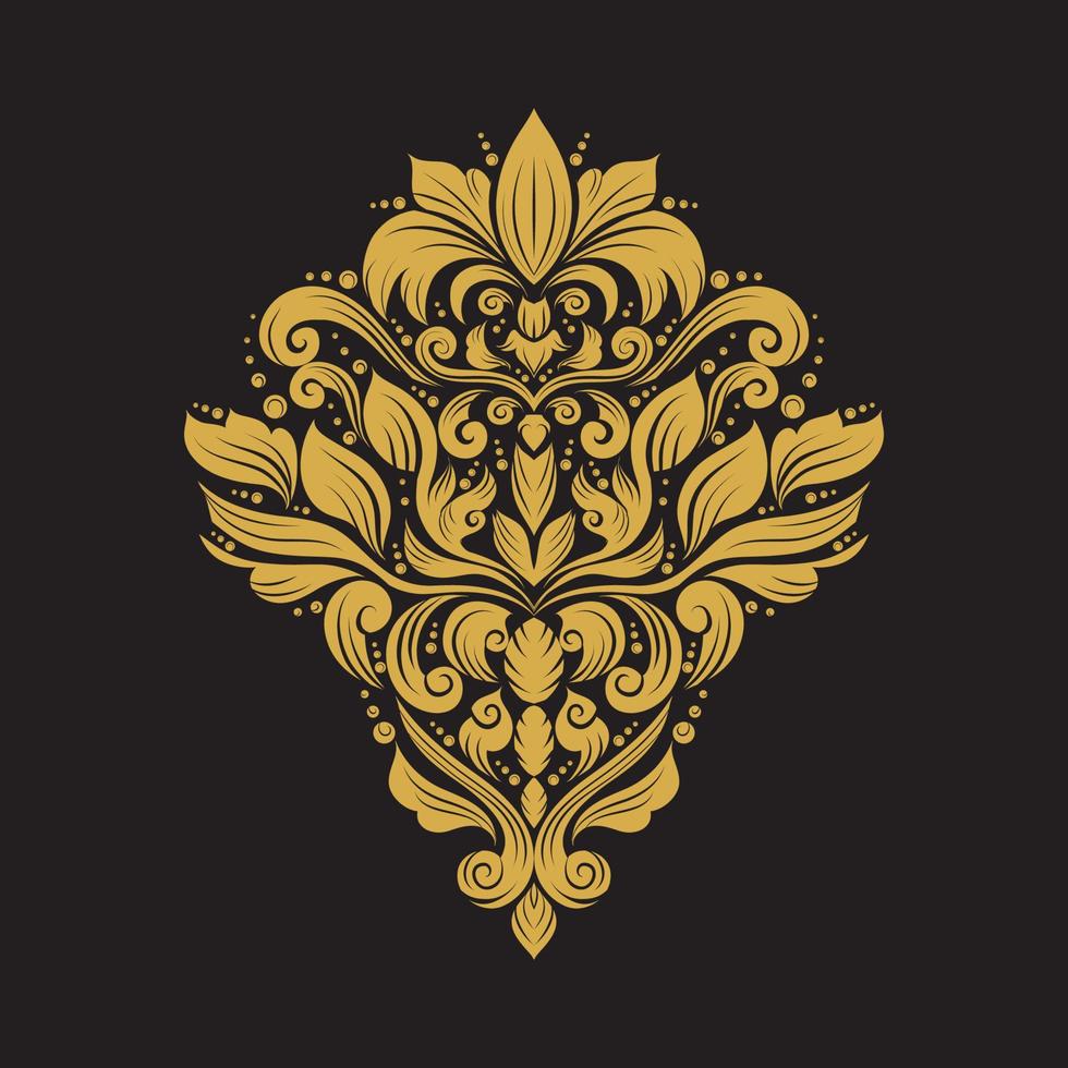 gold damask ornaments on black background 16349791 Vector Art at Vecteezy
