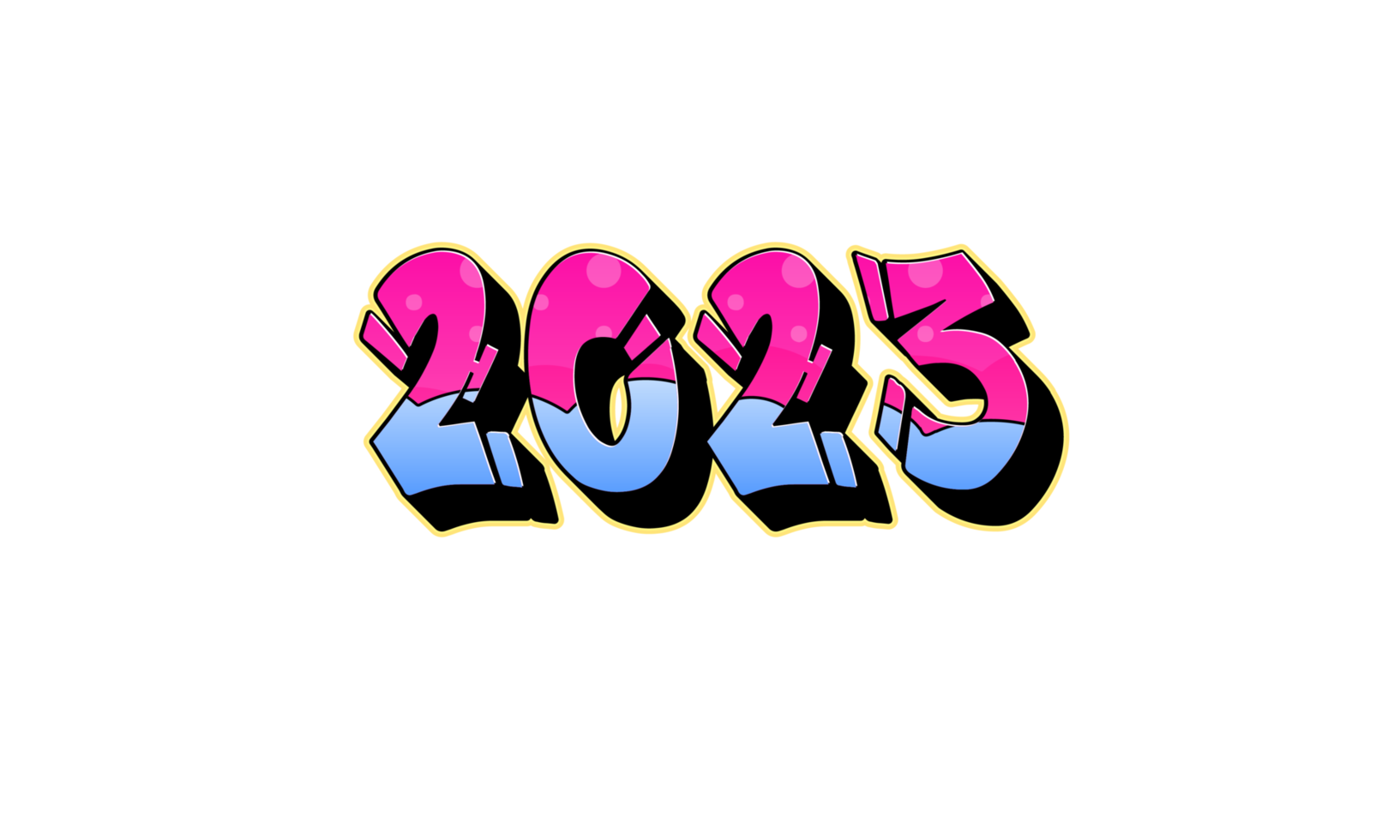 2023 en texte de style graffiti png