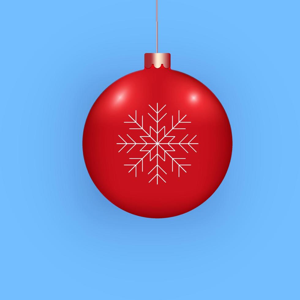 shining shiny red ball for christmas tree decoration vector