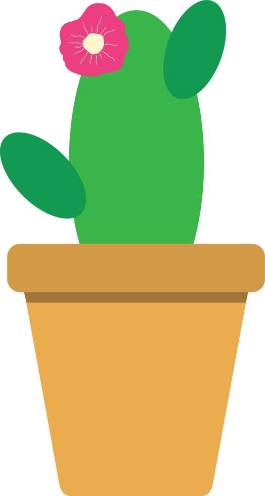 Cactus in a pot. Flat style botanical icon. Simple design. Vector art