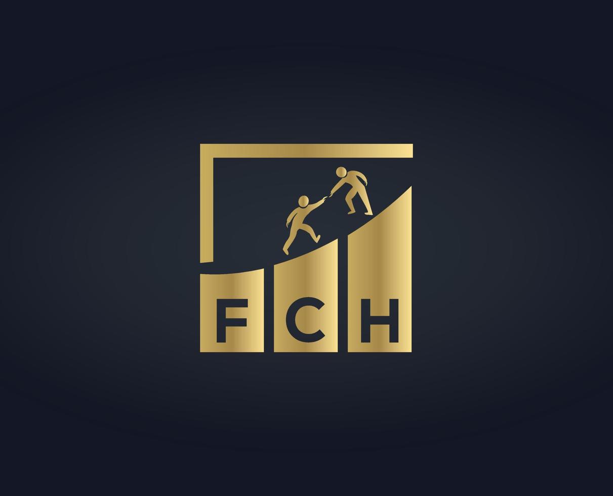 plantillas vectoriales de diseño de logotipo de tipografía de texto fch vector