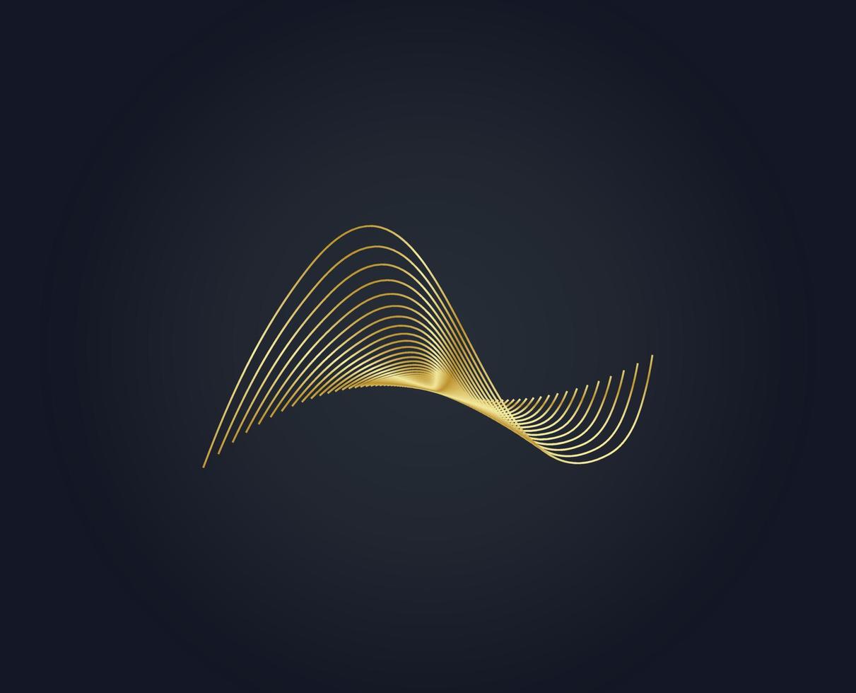 Abstract wave Golden line with typography text A vector template