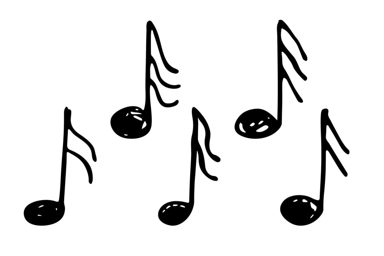 conjunto de garabatos de notas musicales. símbolo musical dibujado a mano. elementos para impresión, web, diseño, decoración, logotipo vector