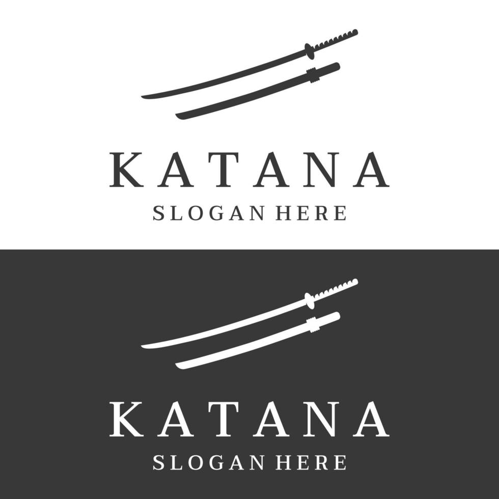 Japanese vintage katana samurai sword logo template,japanese heritage sword vector illustration.