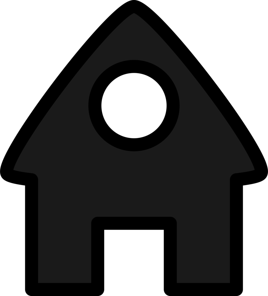 Black House Icon Ilustration With Opened Door In The Middle and Circle On The top png