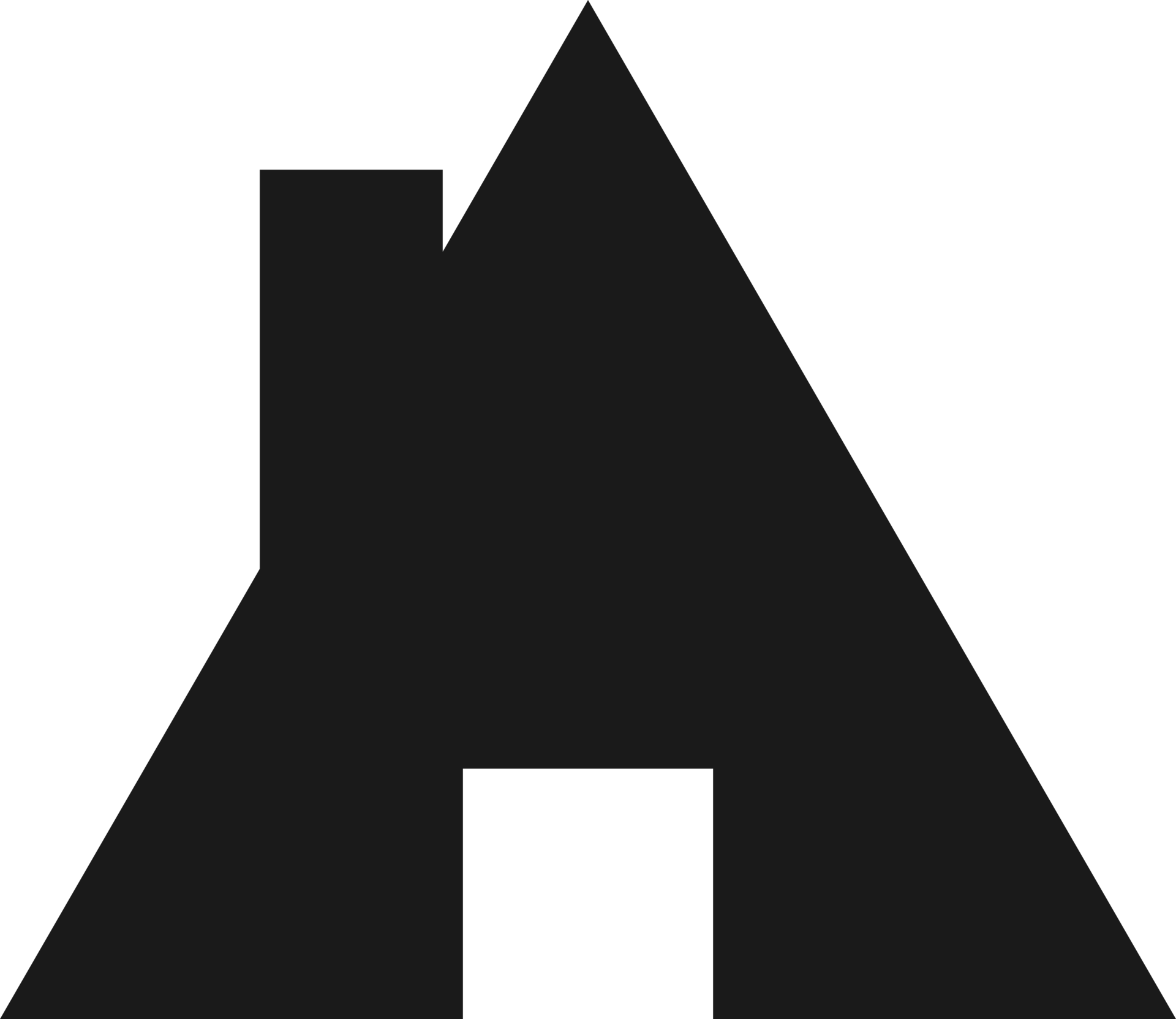 Black Triangle House Icon Ilustration With Opened Door In The Middle