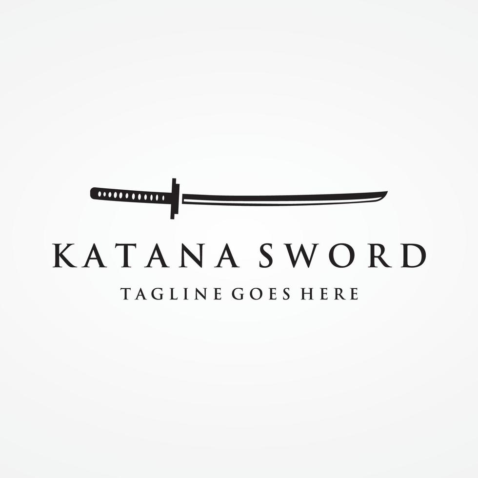 Japanese vintage katana samurai sword logo template,japanese heritage sword vector illustration.