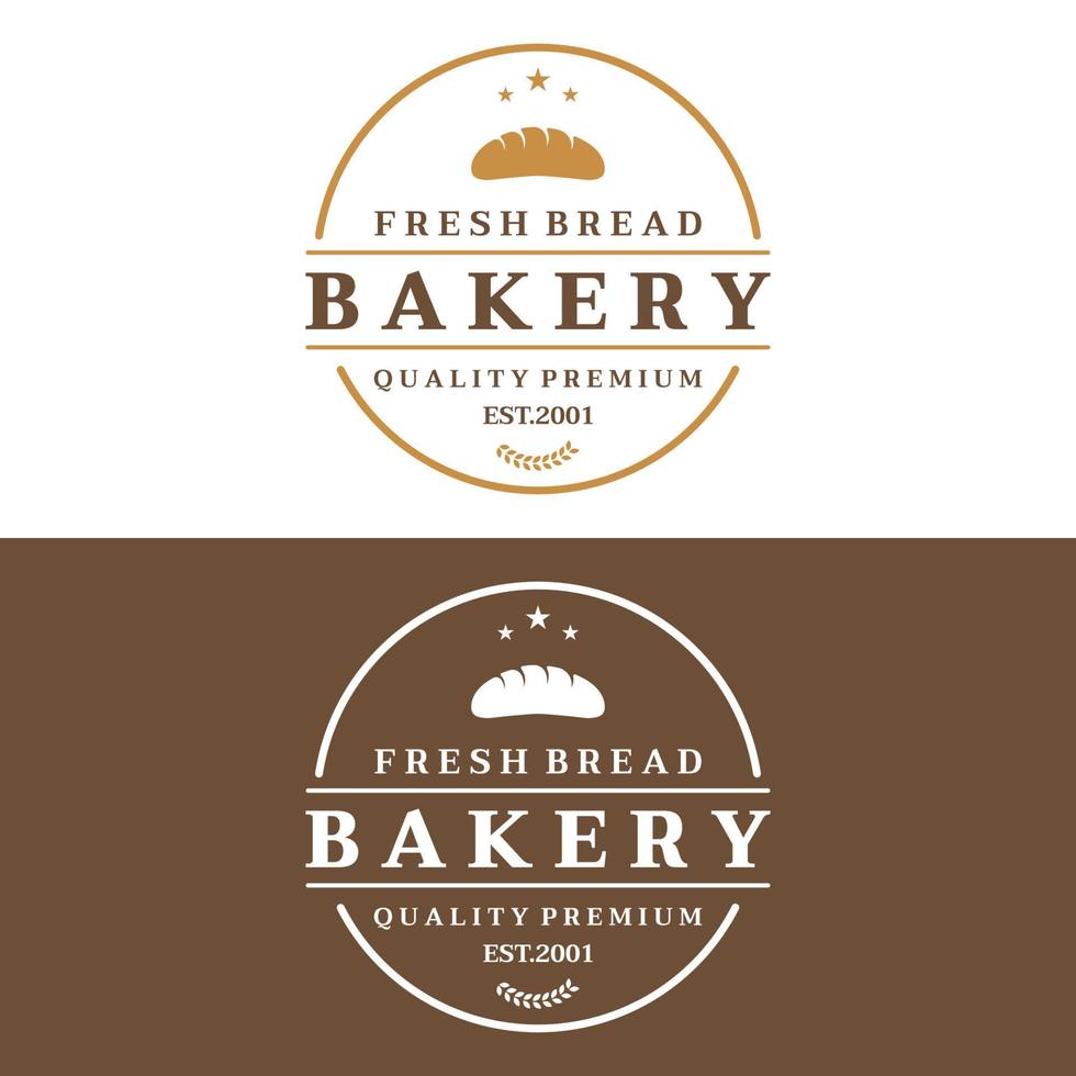 plantilla de diseño de logotipo de pan de trigo retro. insignia para panadería, panadería casera, restaurante o cafetería, pastelería, negocios. vector