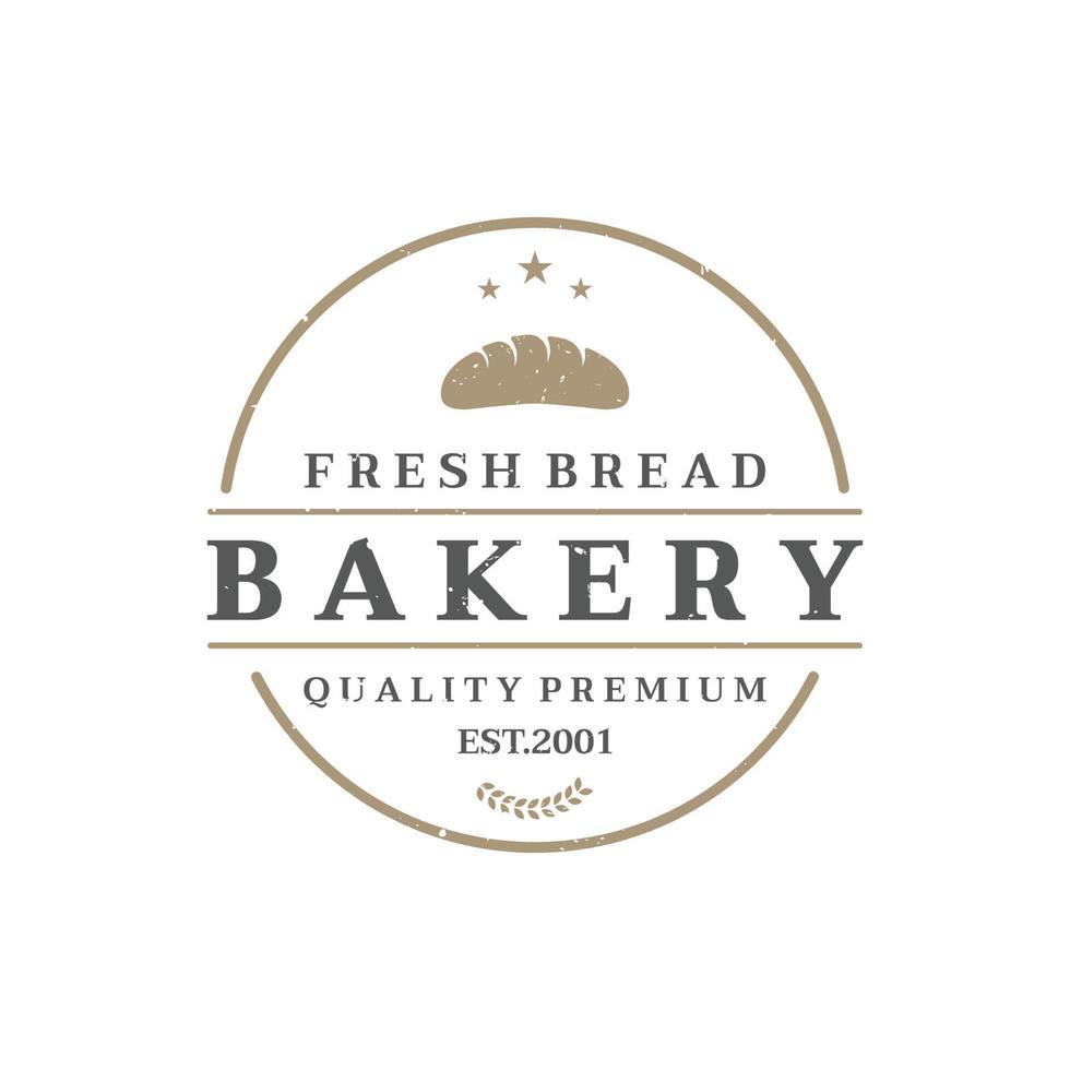 Retro wheat bread logo design template. Badge for bakery, home made bakery, restaurant or cafe, patisserie, business. vector