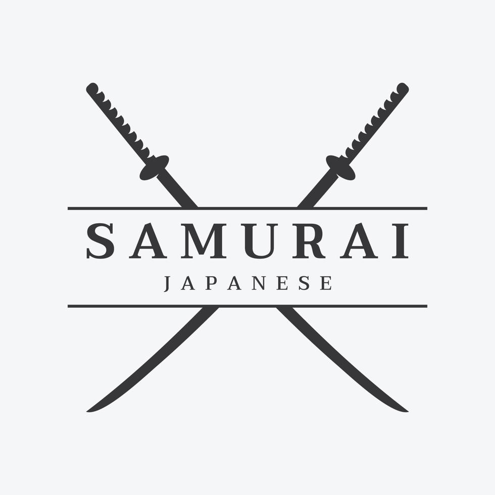 Japanese vintage katana samurai sword logo template,japanese heritage sword vector illustration.