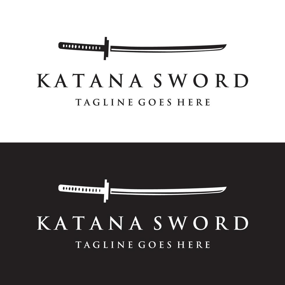 Japanese vintage katana samurai sword logo template,japanese heritage sword vector illustration.