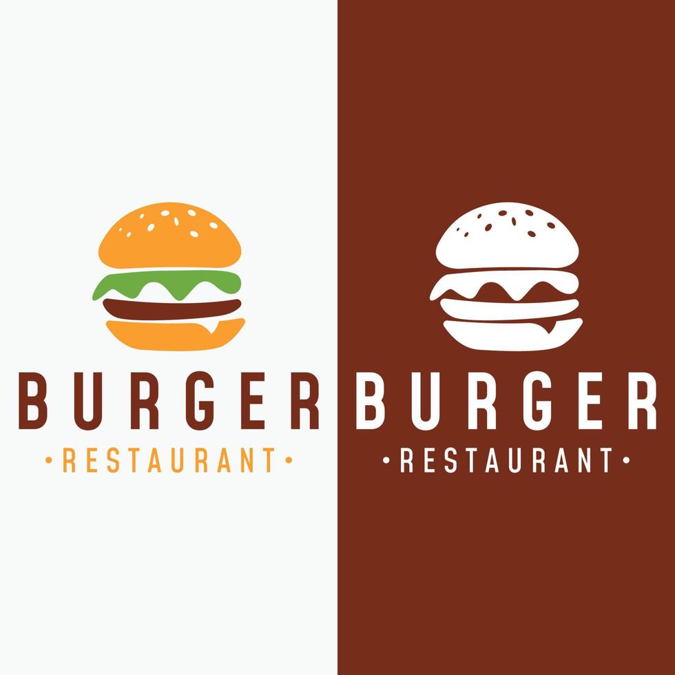 logotipo de hamburguesa, emblema de restaurante, cafetería, etiqueta de hamburguesa y fábrica. plantilla de comida rápida. vector