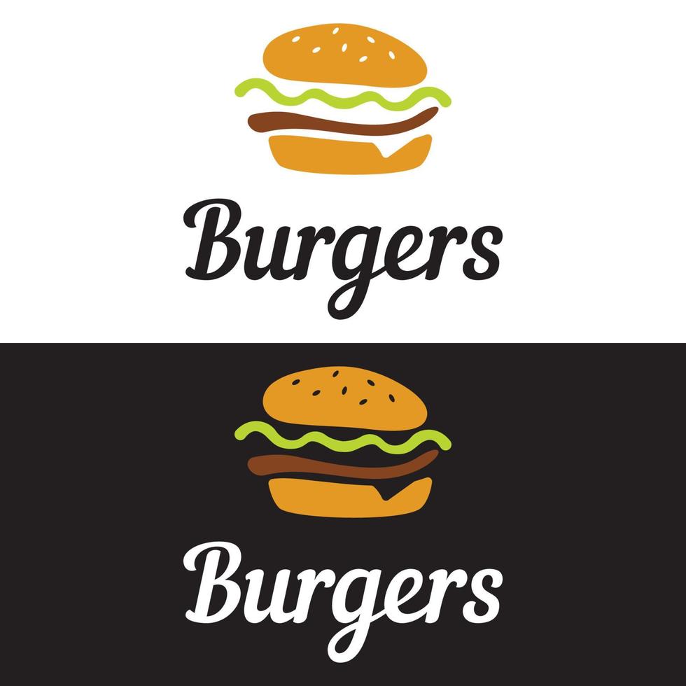 logotipo de hamburguesa, emblema de restaurante, cafetería, etiqueta de hamburguesa y fábrica. plantilla de comida rápida. vector