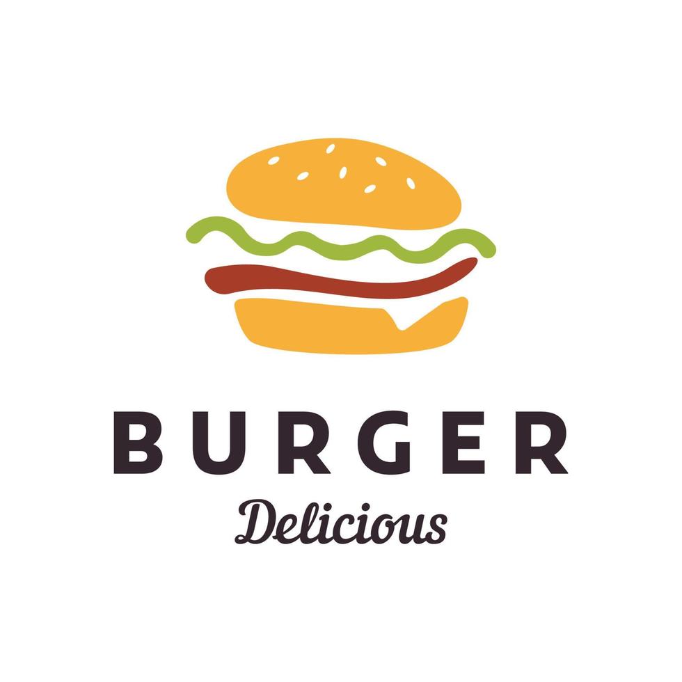 logotipo de hamburguesa, emblema de restaurante, cafetería, etiqueta de hamburguesa y fábrica. plantilla de comida rápida. vector