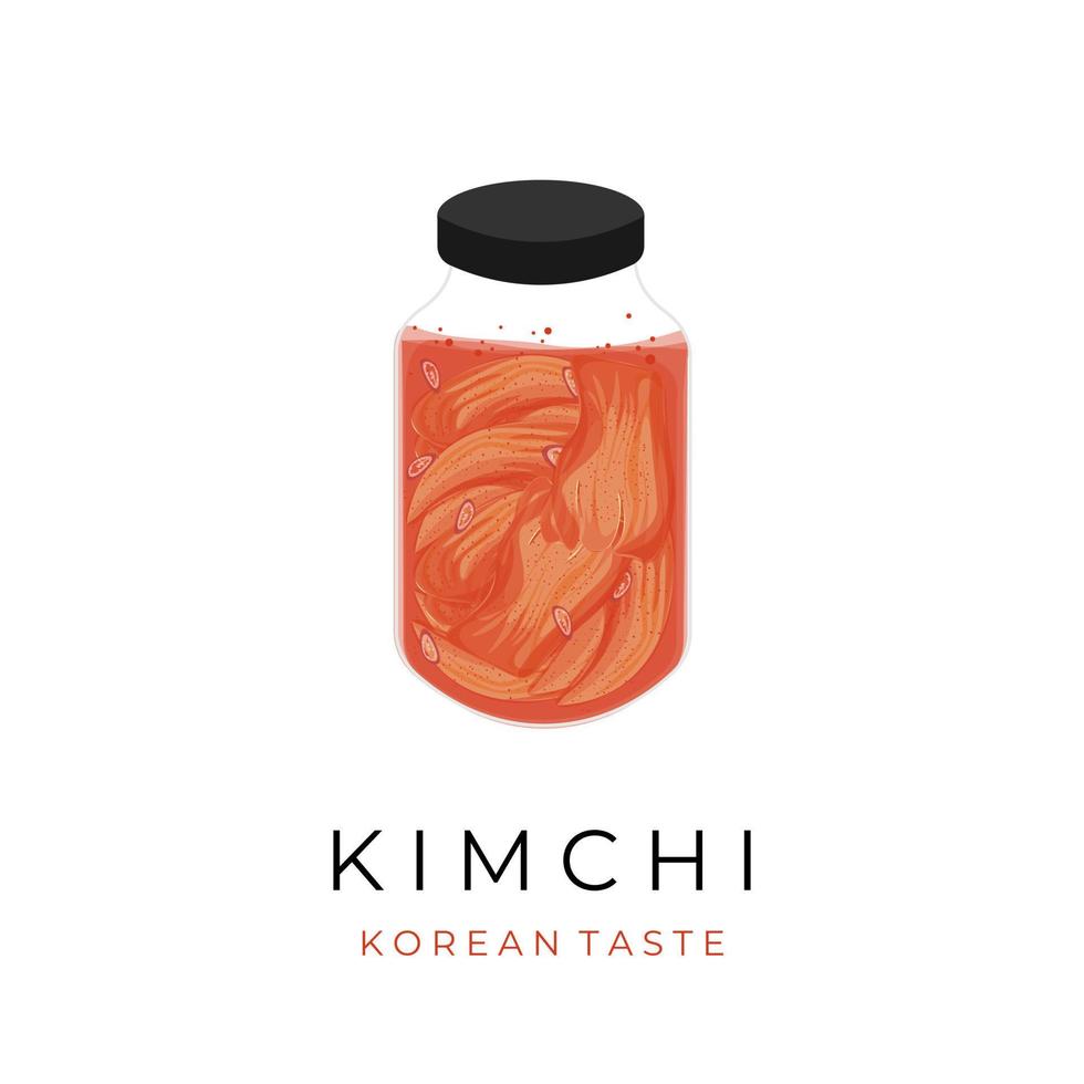 kimchi en logotipo de ilustración de tarro vector