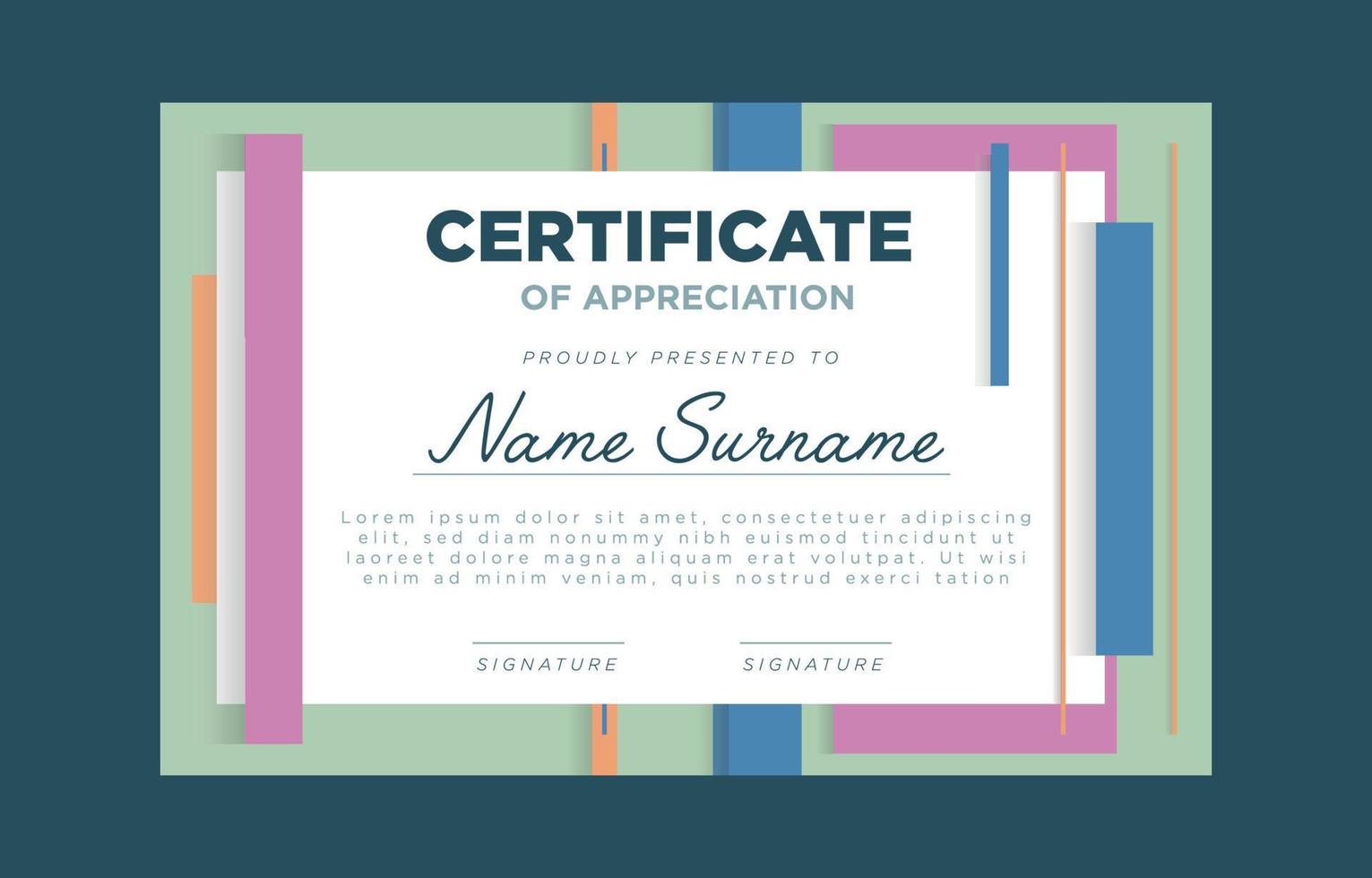 Flat Modern Certificate Template vector