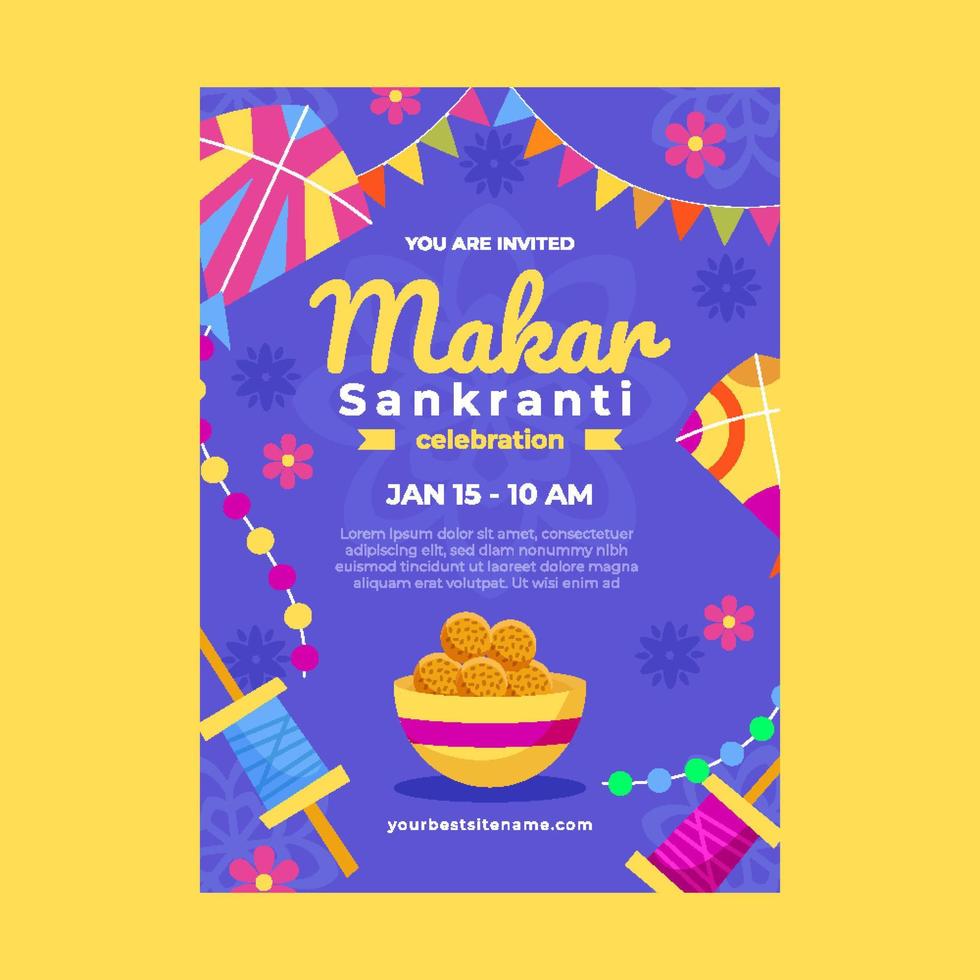 Makar Sankranti Poster Template vector