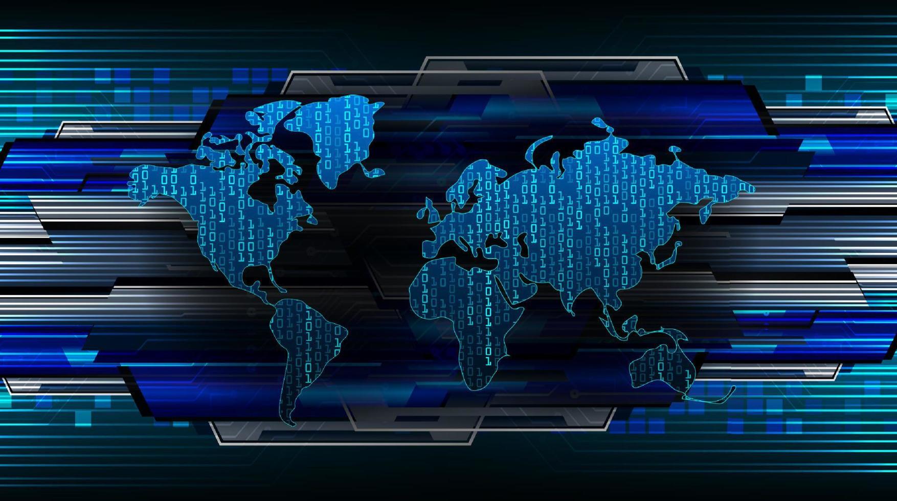 mapa del mundo holográfico moderno sobre fondo de tecnología vector