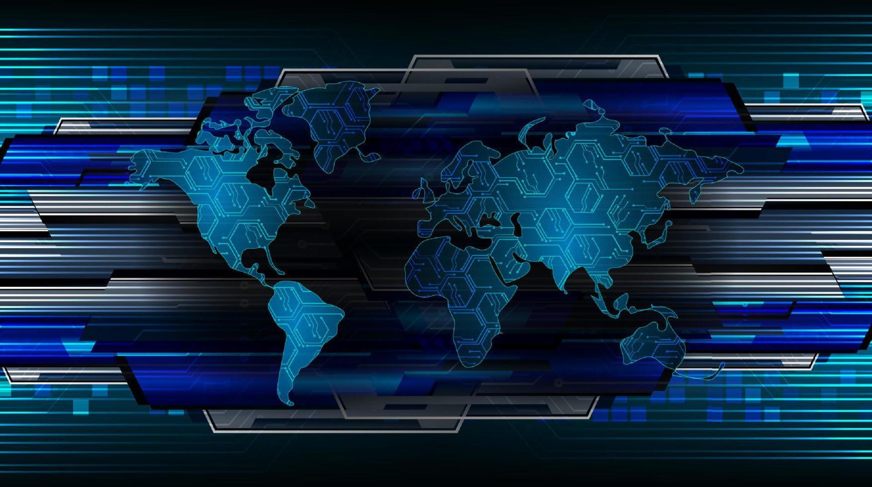 Modern Holographic World Map on Technology Background vector
