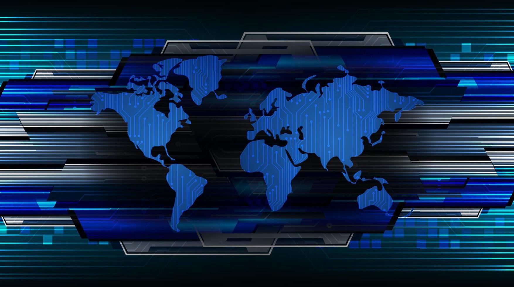 mapa del mundo holográfico moderno sobre fondo de tecnología vector