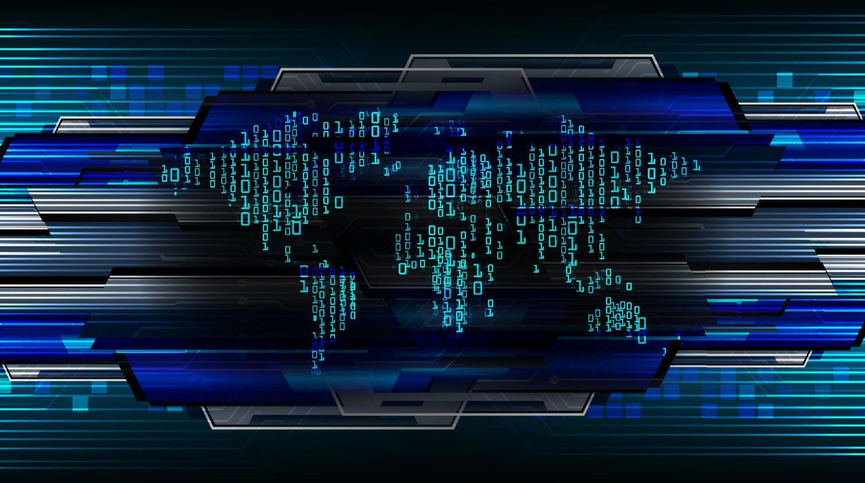 mapa del mundo holográfico moderno sobre fondo de tecnología vector