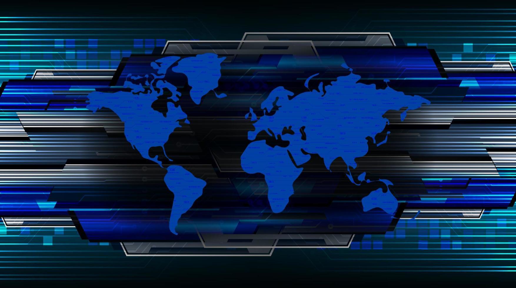 Modern Holographic World Map on Technology Background vector
