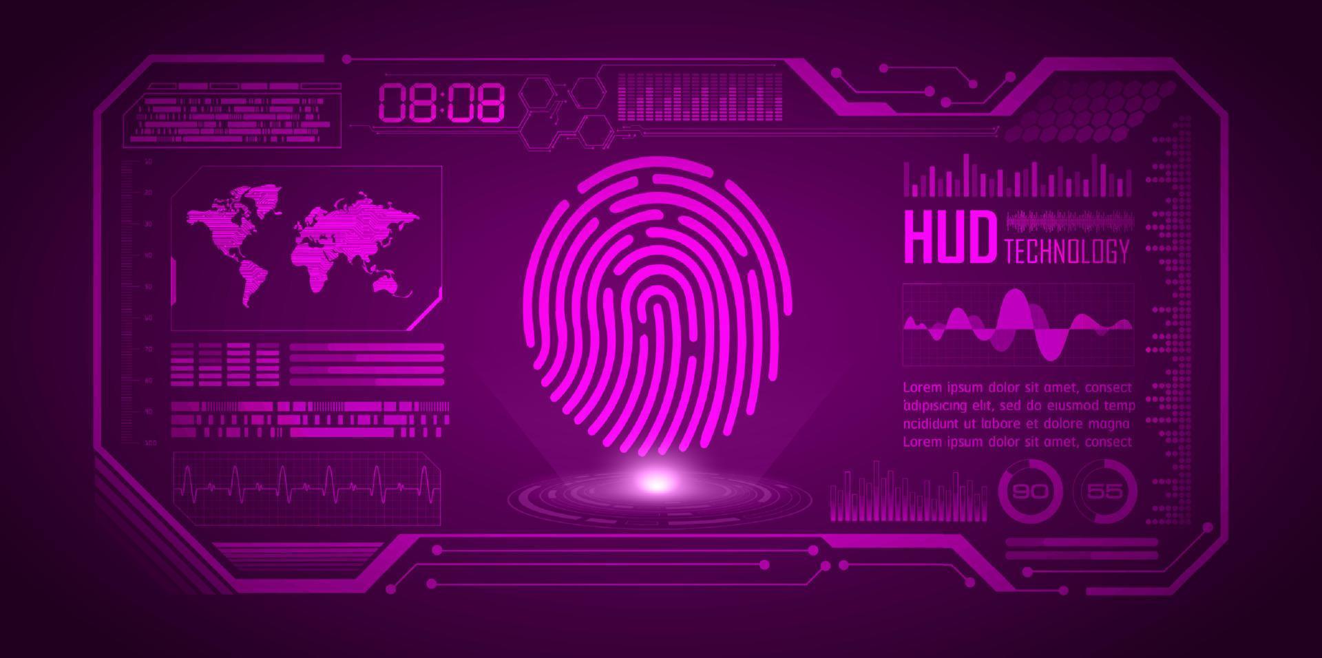 Modern Finger Print Holograph on Technology Background vector