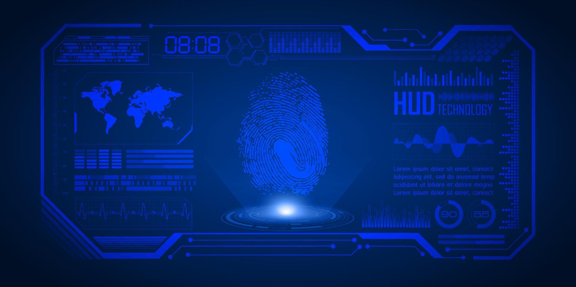 Modern Finger Print Holograph on Technology Background vector