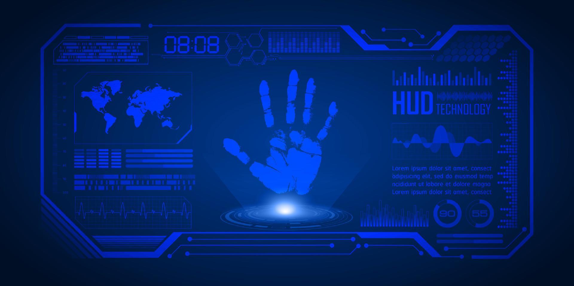 Modern Finger Print Holograph on Technology Background vector