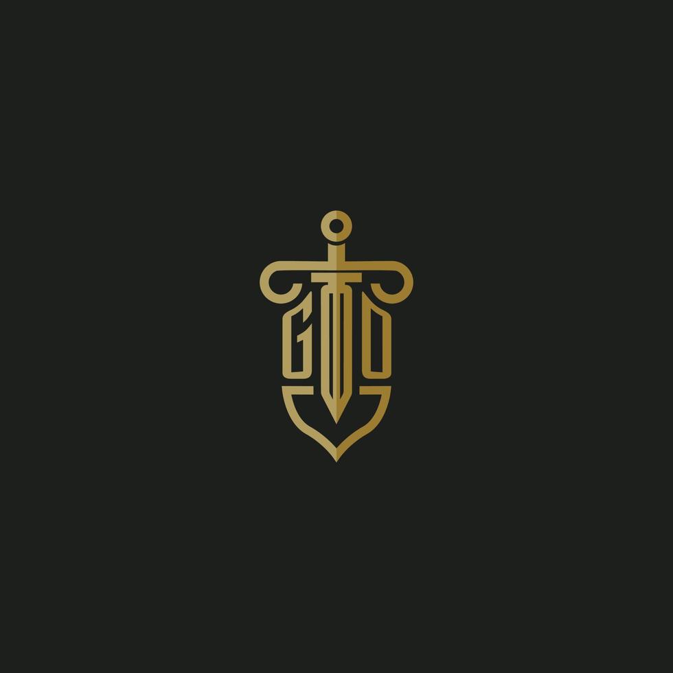 GO initial monogram logo design for law firm vector image